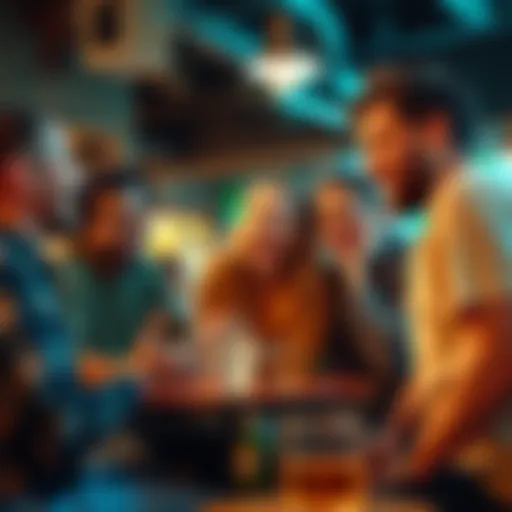 A group of friends laughing together while discussing the phrase 'It’s all part of the plan, bro' at a casual gathering.