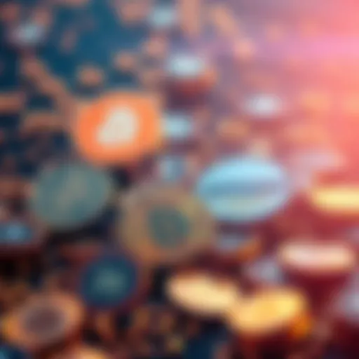 A visual representation of stablecoins with logos of major companies like JPMorgan and Amazon, surrounded by blockchain symbols, symbolizing the financial changes ahead in 2025.