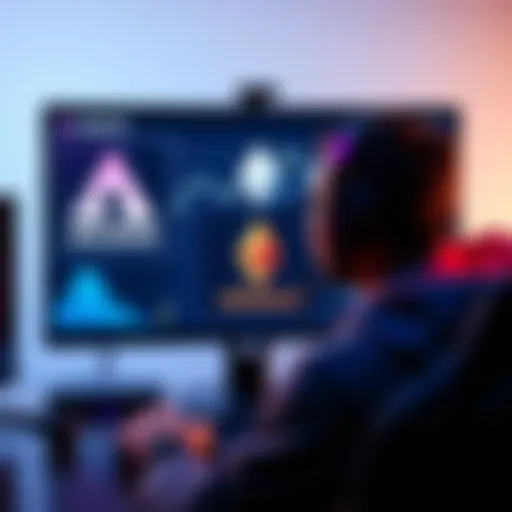 A gamer in front of a computer screen showing logos of Avalanche, Solana, and Ethereum, discussing Web3 gaming options
