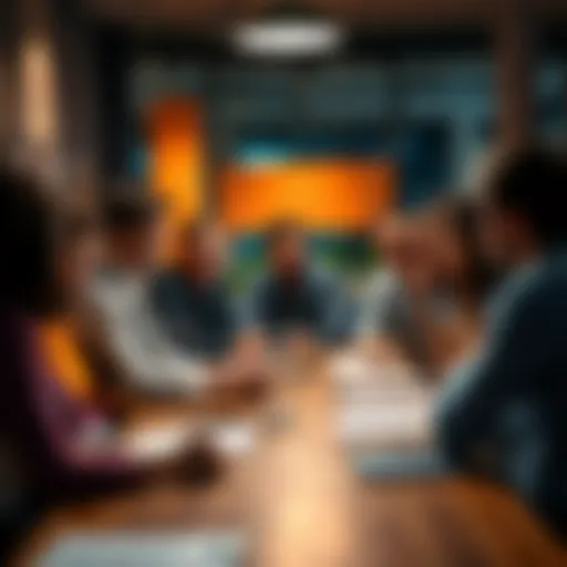 A group of friends discussing ideas at a table, sharing insights and advice with each other