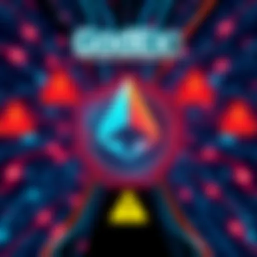 A representation of a digital attack on the Monero cryptocurrency network, showing warning signs and security symbols, highlighting the urgency of the situation for GodEx users.