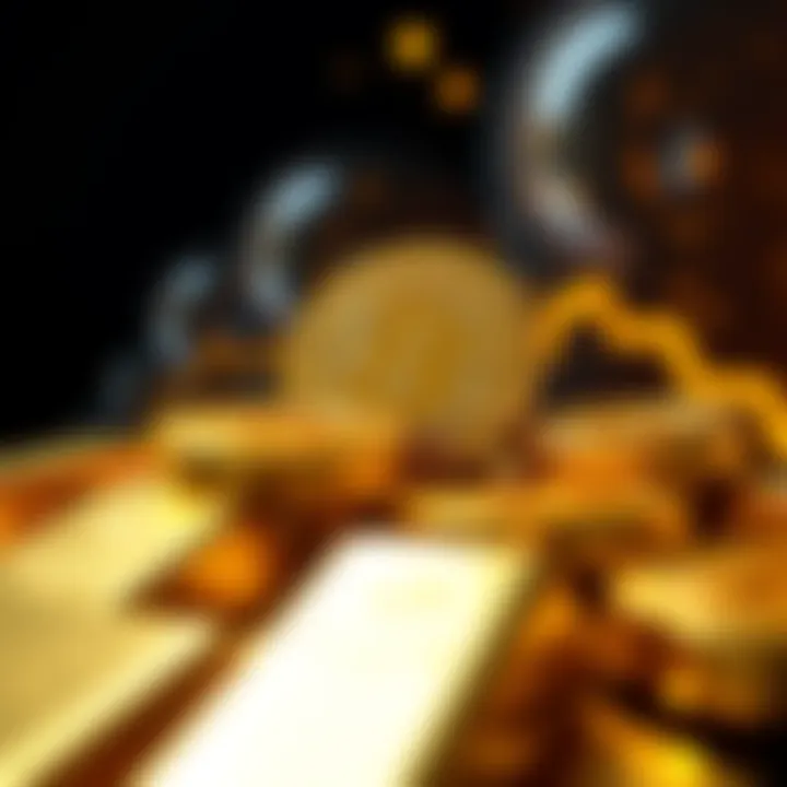 Gold to Bitcoin Shift Gold bars transitioning to Bitcoin symbols, illustrating investment shift