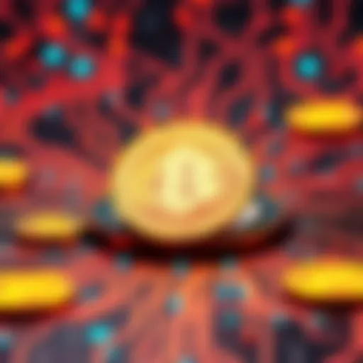 A visual representation of quantum computing technology threatening Bitcoin security, featuring quantum circuits and Bitcoin symbols.