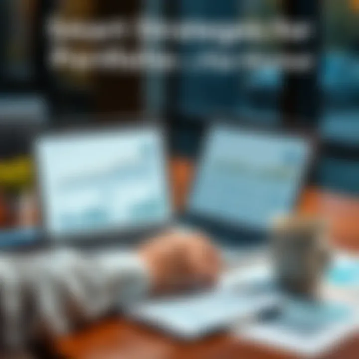 Growing Investment Portfolio A person analyzing investment charts on a laptop with financial documents and a coffee cup on the desk.