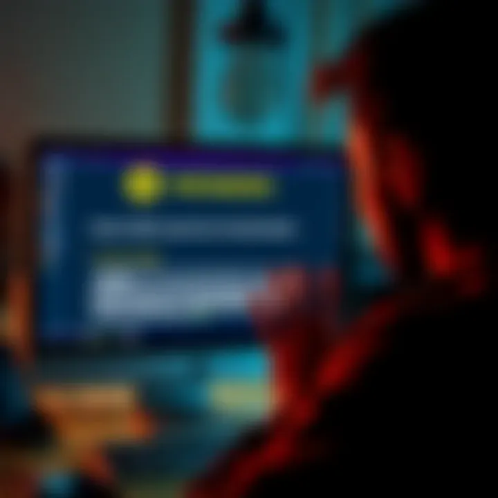 A computer screen displaying a warning about a hacked wallet and a distressed person looking at it.