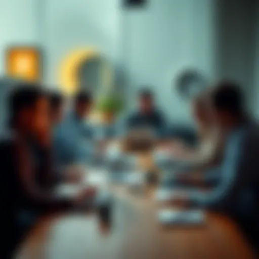 A group of people discussing hardware wallets and security trends around a table with laptops and notes.