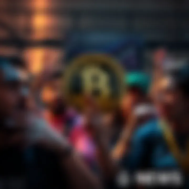 A group of people expressing negativity towards a Dogecoin symbol, showcasing reactions and frustration within the community.
