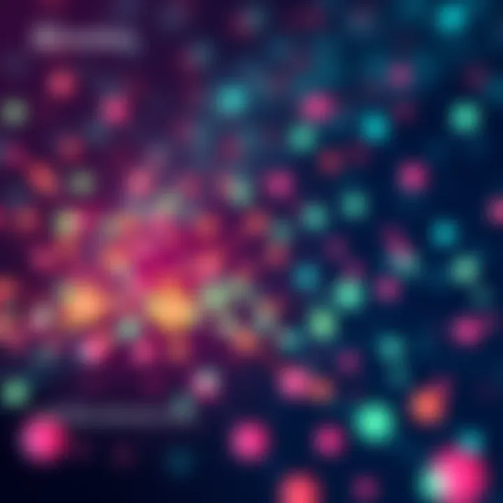 A digital representation of Hedera's blockchain technology with interconnected nodes and vibrant colors symbolizing innovation and speed.