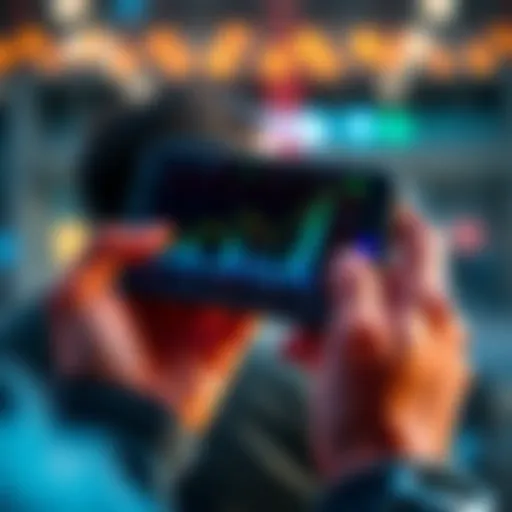 A person holding a smartphone displaying cryptocurrency charts showing upward trends, symbolizing a buy-and-hold strategy.