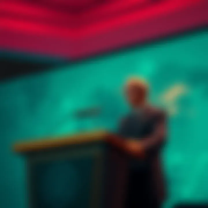 IMF Chief speaking at a podium about the importance of cryptocurrency for global economies