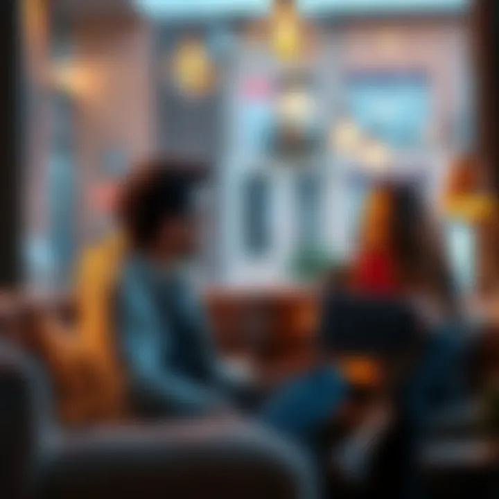 A person sharing thoughts with a friend in a cozy setting, exchanging ideas about future trends and opportunities.