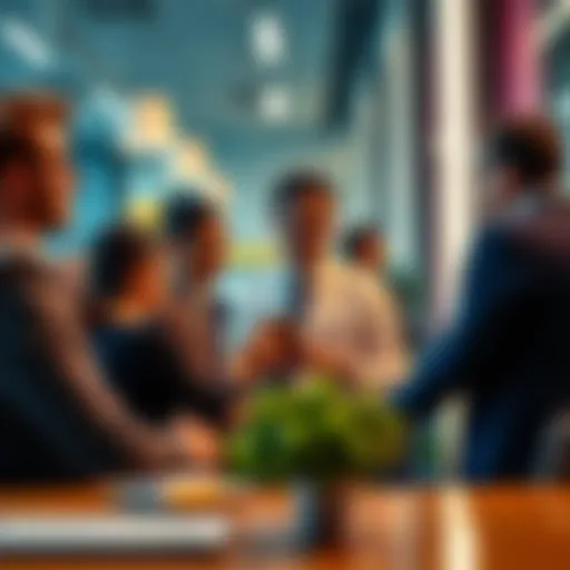 A group of business professionals discussing investment strategies in a modern office setting, highlighting institutional involvement in the market.