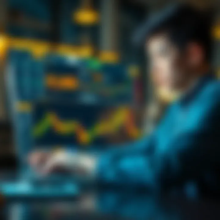 Investing in Cryptocurrency A young person looking at cryptocurrency charts on a laptop with a $1,000 investment in focus