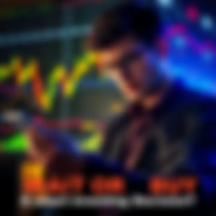 Investing Decision Choices A person looking at market graphs and weighing options to buy or wait in investing