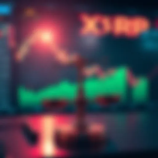 A trader weighing options to invest in XRP with a rising price graph in the background