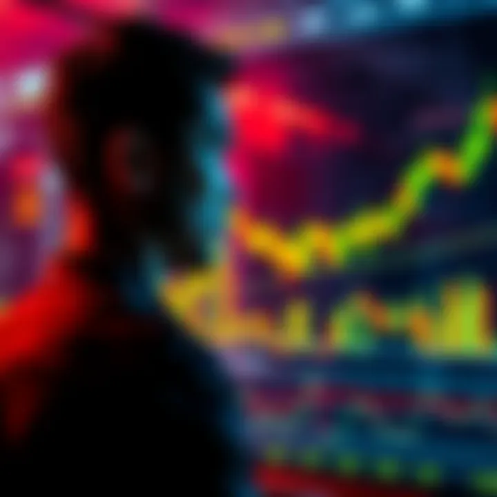 A person considering investment options with a focus on IBIT and financial charts in the background