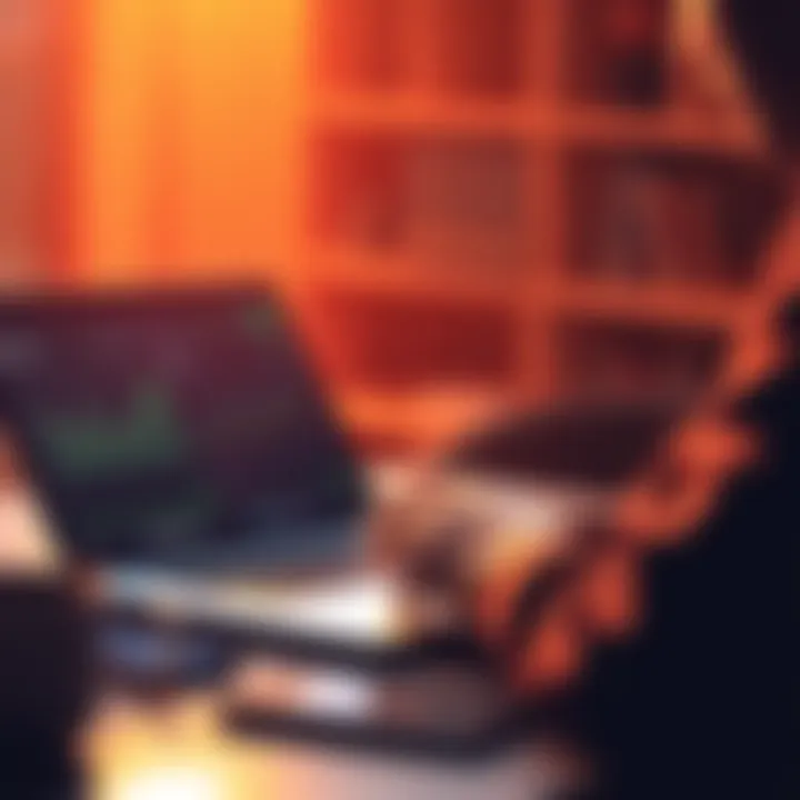 A person comparing two investment platforms on a laptop, showing STRIKE and CoinBase side by side with graphs and fees visible.