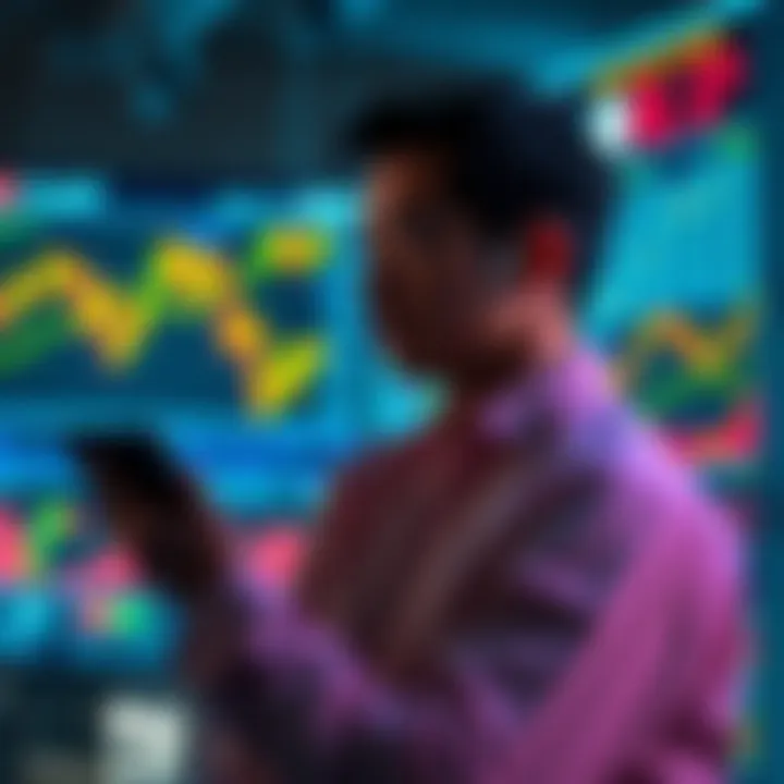 A person analyzing stock market trends on a digital screen, looking thoughtful about selling assets for profit.