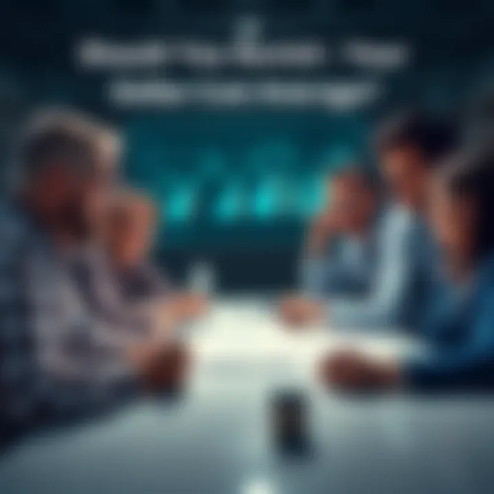 A group of people discussing investment strategies with charts and graphs on a table.