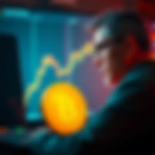A crypto investor looks at a Bitcoin chart while reflecting on past losses from altcoins