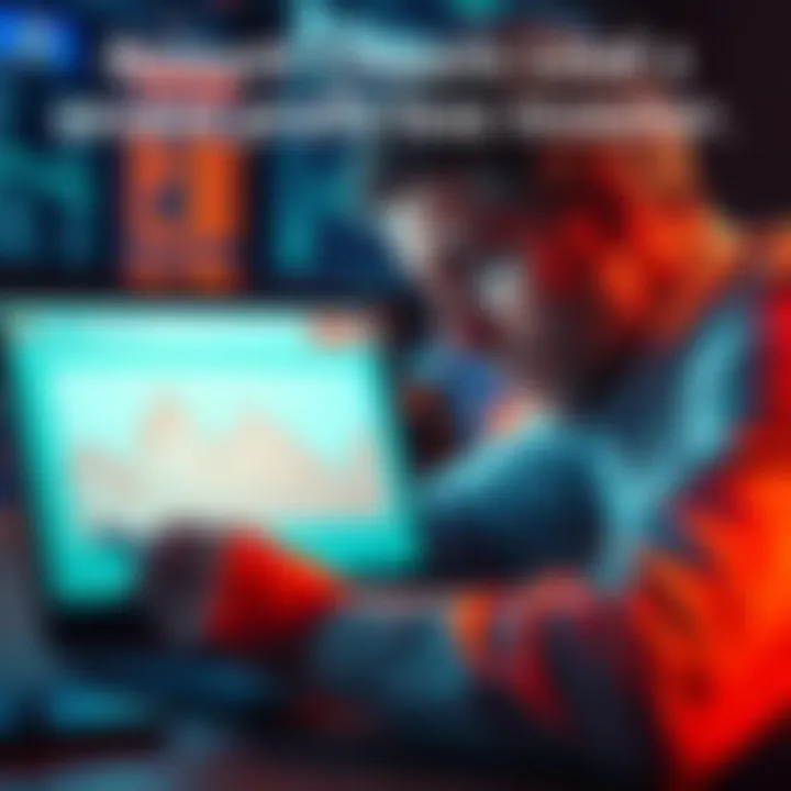 A concerned investor looking at a laptop screen with a graph showing profit loss, representing the impact of account restrictions on their investments.
