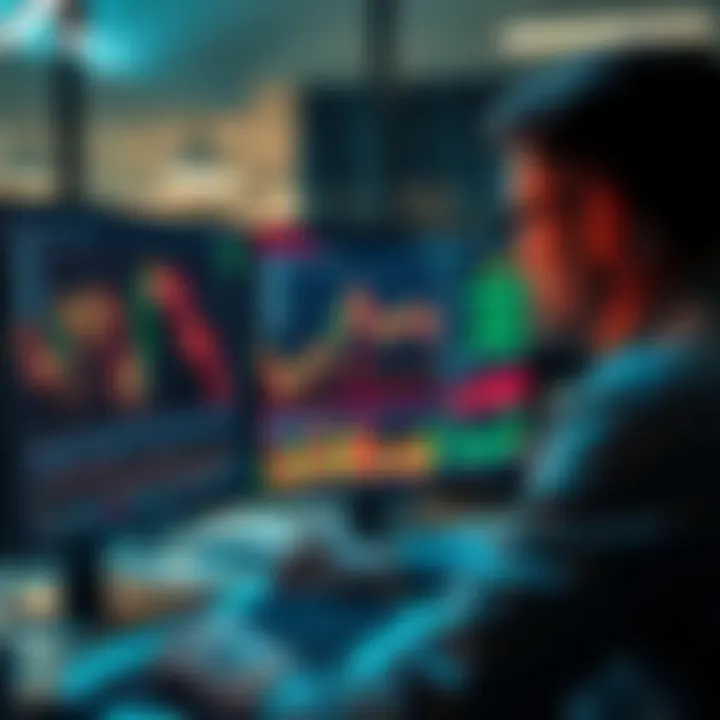 A person examining market charts and graphs on a computer screen, analyzing investment strategies and trends for market stability.