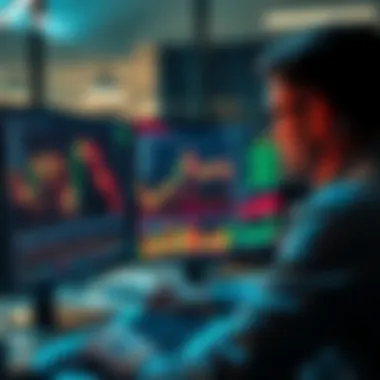 Investor Reviewing Market Trends A person examining market charts and graphs on a computer screen, analyzing investment strategies and trends for market stability.