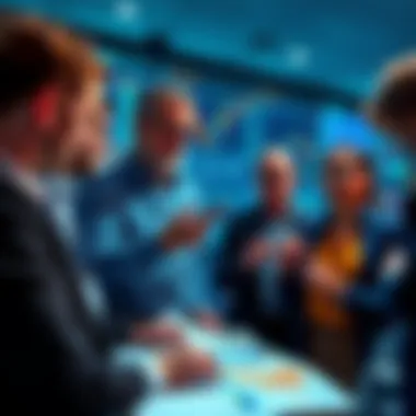 A diverse group of investors analyzing financial charts and graphs, discussing potential investment opportunities for 2025.