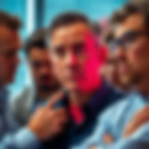 A group of frustrated investors discussing their losses over a project, showing expressions of confusion and disappointment.