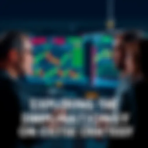 A group of investors examining financial charts and data on screens, looking concerned about market conditions without a clear exit strategy.