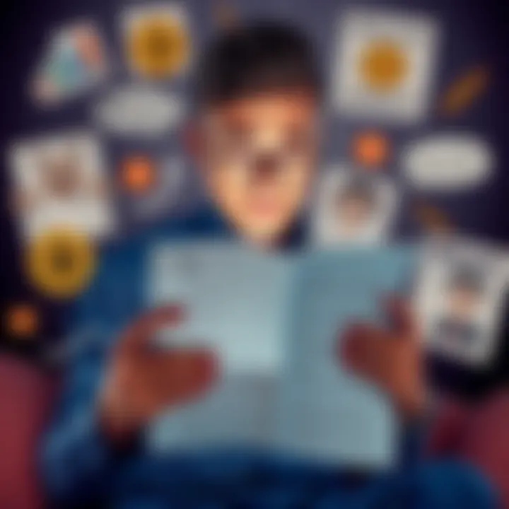 Irony in Crypto Discussions A person reading a forum post on cryptocurrency with a puzzled expression, surrounded by humorous memes related to Bitcoin.