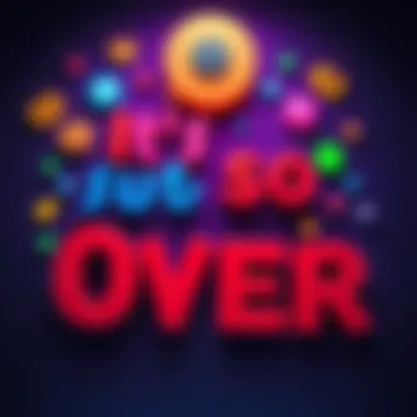 Text graphic saying 'It's so over' A vibrant graphic featuring the phrase 'It's so over' in bold letters, surrounded by social media icons and trending hashtags, symbolizing its popularity in 2025
