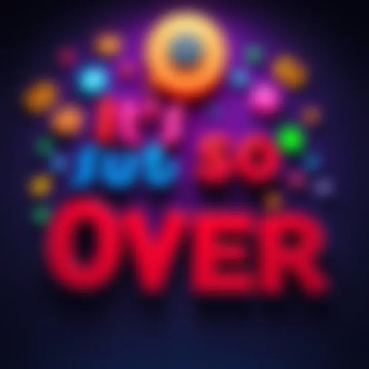 Text graphic saying 'It's so over' A vibrant graphic featuring the phrase 'It's so over' in bold letters, surrounded by social media icons and trending hashtags, symbolizing its popularity in 2025
