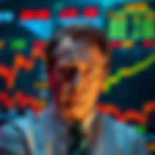 James Wynn looking concerned in front of trading charts showing losses