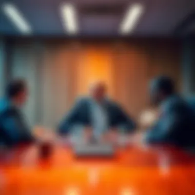 John Wingate, CEO of BankSocial, meets with SEC and NCUA officials in a conference room.
