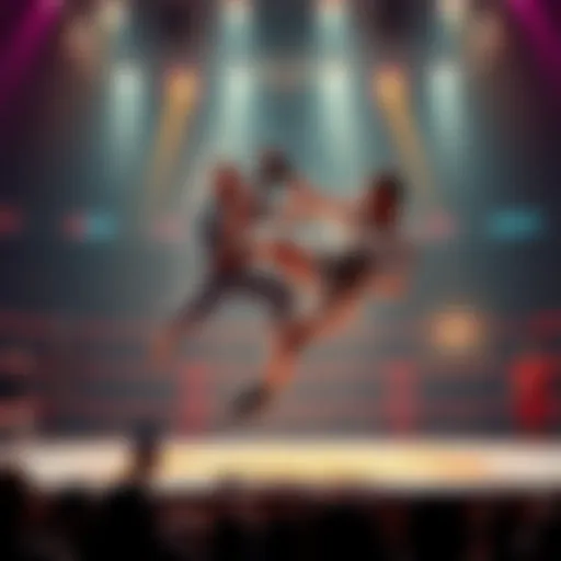 Karate fighters in action during Karate Combat KC57 event on a ring with fans watching