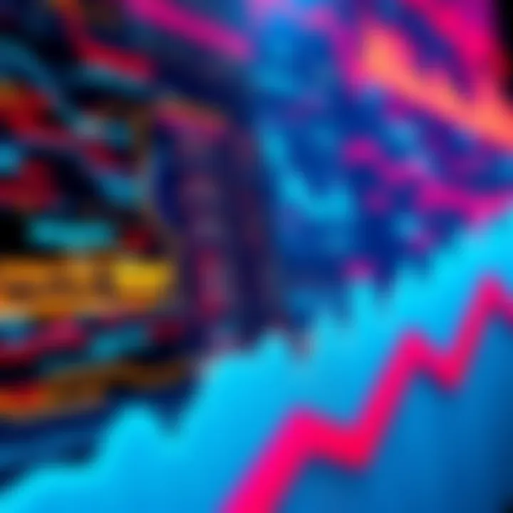 A visual representation showing the decline of Kaspa's market presence with a tech background and downward trending graph
