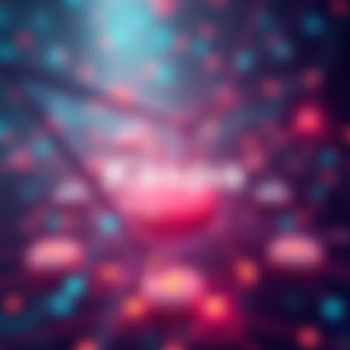 A digital illustration showing a network with smart contracts and decentralized applications connecting on the Kaspa blockchain.