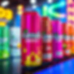 A vibrant display of Kendu Energy's sugar-free and full-sugar energy drinks with new flavors and branding