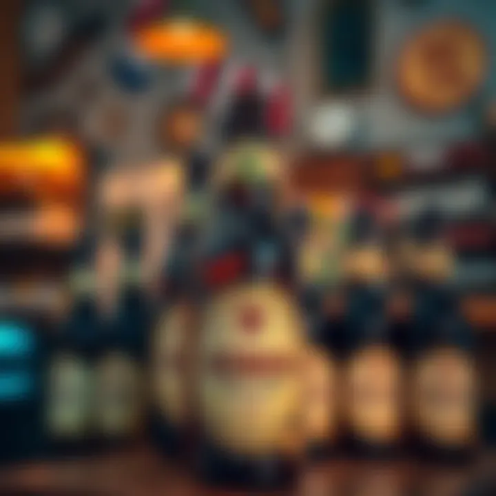Bottles of Kendu Tripel Beer displayed with a backdrop of local pubs