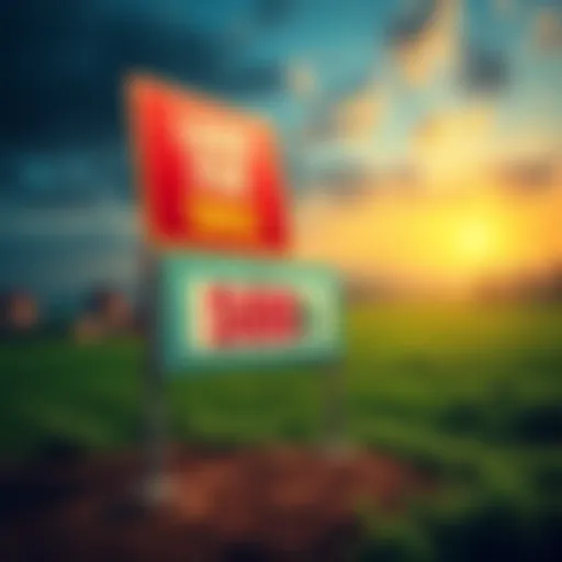A sign showing land for sale with price of 500 AB near a colony