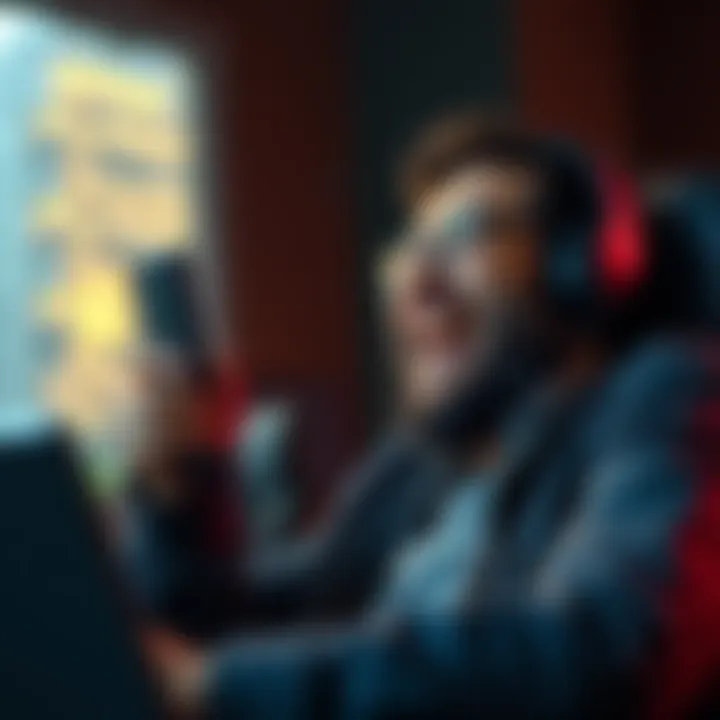 A person laughing while talking on the phone with a scammer, having fun and wasting the scammer's time