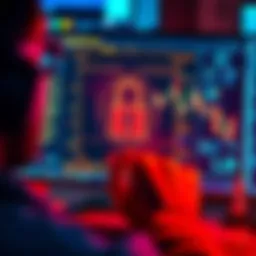 A person looking at a computer screen displaying Ledger's new identity security feature with a digital lock symbol, representing enhanced protection for digital assets.