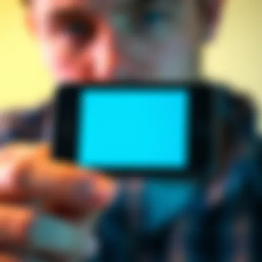A close-up of a Ledger S Nano device displaying an empty app screen after a firmware update, with a person looking concerned about missing apps.