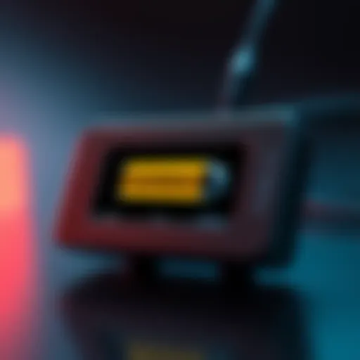 Ledger security device showing a low battery alert on the screen