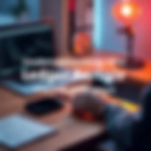 A person setting up a Ledger device on a desk with a laptop and instructions nearby.