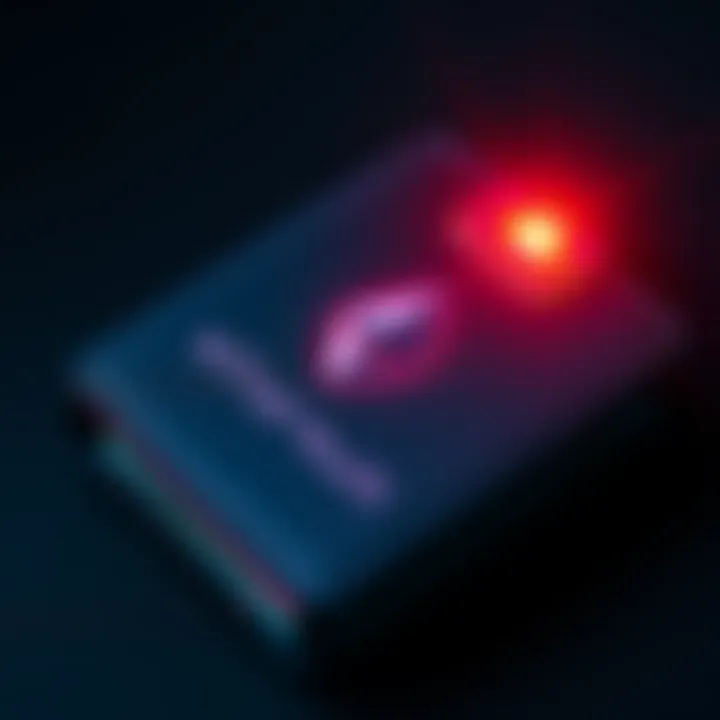 A visual representation of a Ledger wallet with an alert symbol, indicating a theft of Ethereum currency.