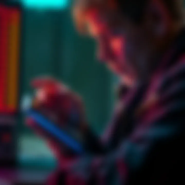 A person checking their Ledger hardware wallet to resolve recovery phrase issues after a reset.