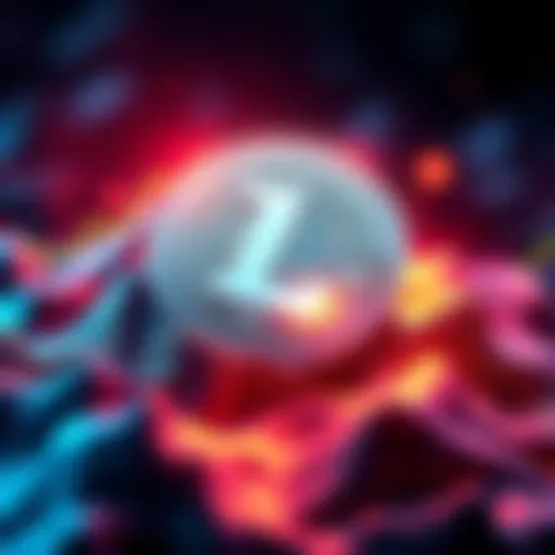 A digital representation of Litecoin's new features including smart contracts, stablecoins, and decentralized exchanges with vibrant graphics.