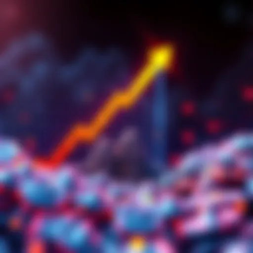Graph showing Litecoin price rising with upward arrows, reflecting potential 10x growth.